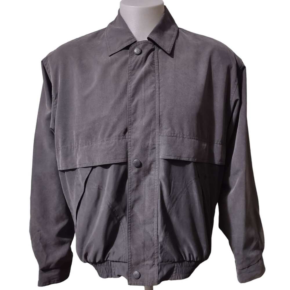 Bill Blass Jacket Mens Medium Full Zip Elastic Hem Collared Mesh Lined 4 Pockets